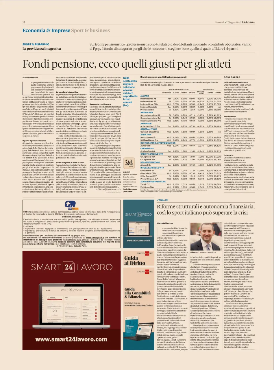 Fondi pensione, ecco quelli giusti per gli atleti